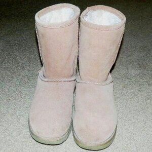 Women's FAUX FUR-LINED BOOTS Size 8 Tan Suede